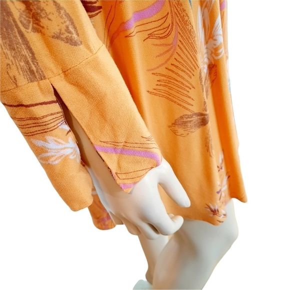 Free People Clear Skies Dress size Small Light Orange Floral Cold Shoulder Tunic - Picture 5 of 8